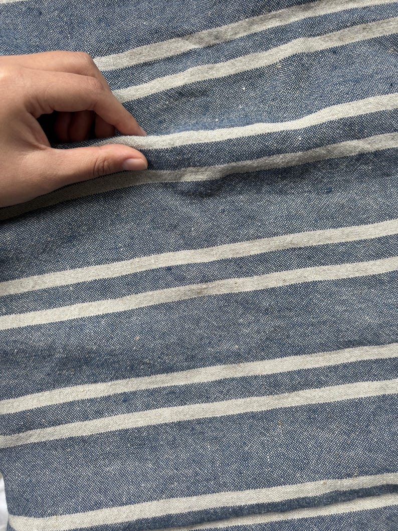 Perfectly-fitting Cover for Your Sofa | Scetionals | Chair | Distressed Blue-striped Linen Sofa