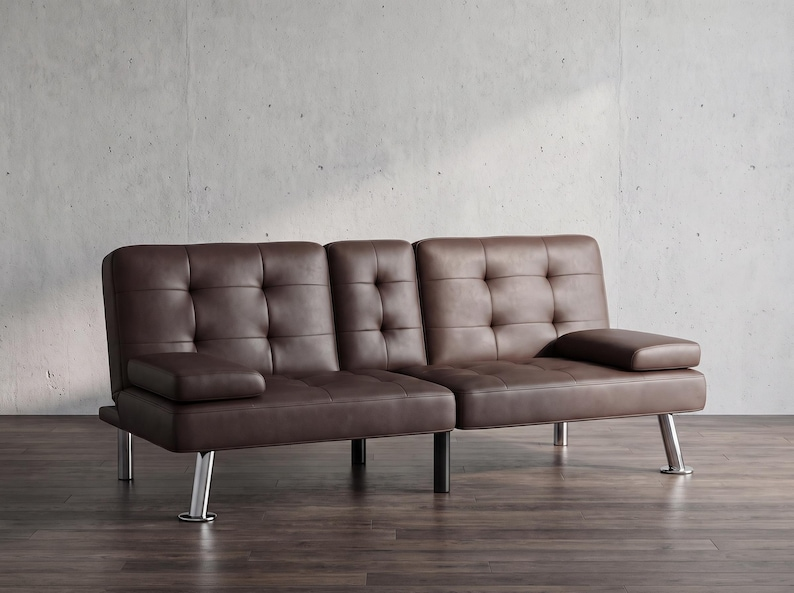 Convertible Faux Leather Sofa Bed | Modern Futon Recliner