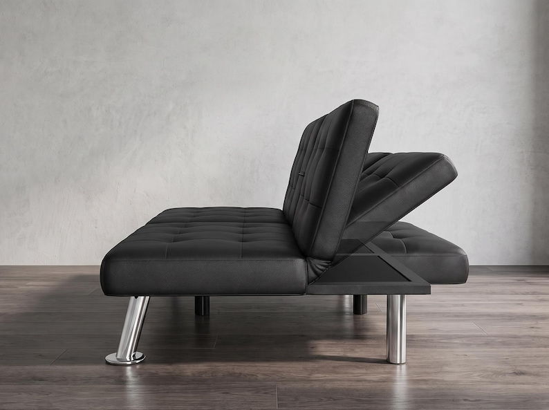 Convertible Faux Leather Sofa Bed | Modern Futon Recliner