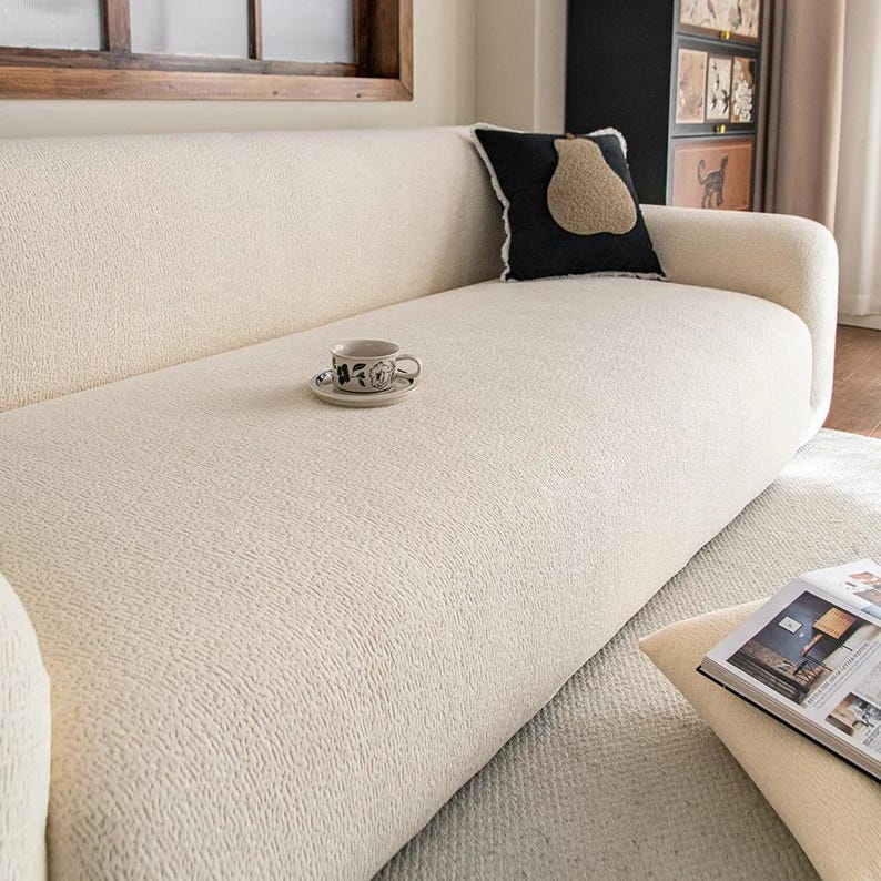 Elastic Velvet Couch, Stretch, Sectional Sofa Protector, Soft Washable Furniture Cover