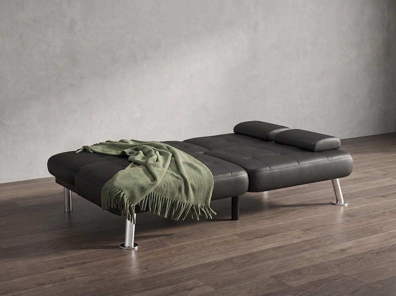 Convertible Faux Leather Sofa Bed | Modern Futon Recliner