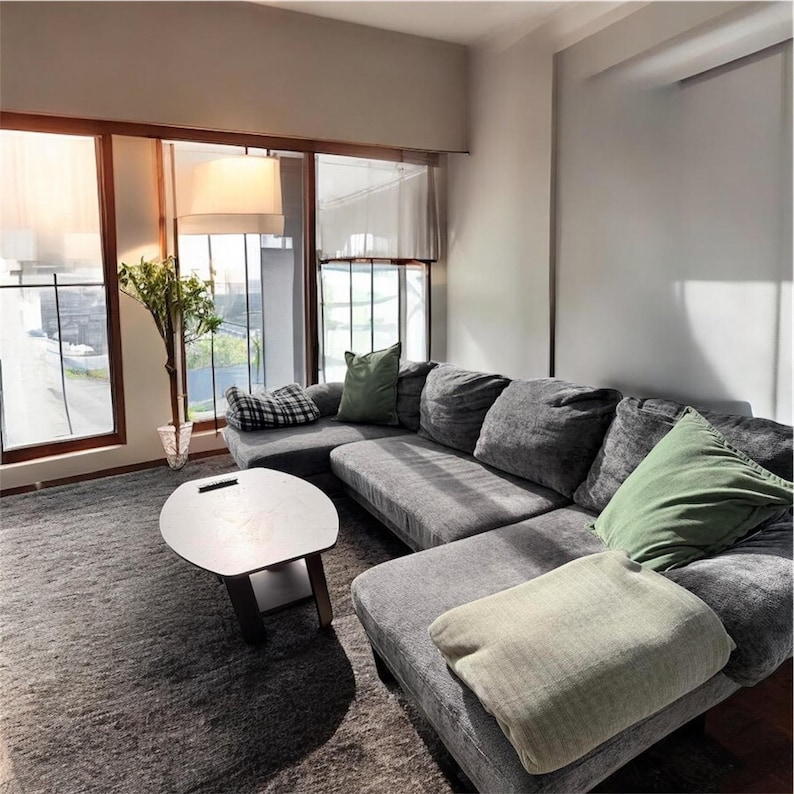 Dark Gray Sectional Couch - 4 Seater Gray Sofa Couch for Living Room