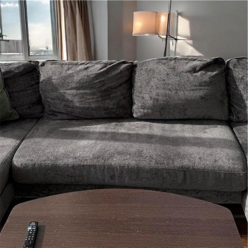 Dark Gray Sectional Couch - 4 Seater Gray Sofa Couch for Living Room
