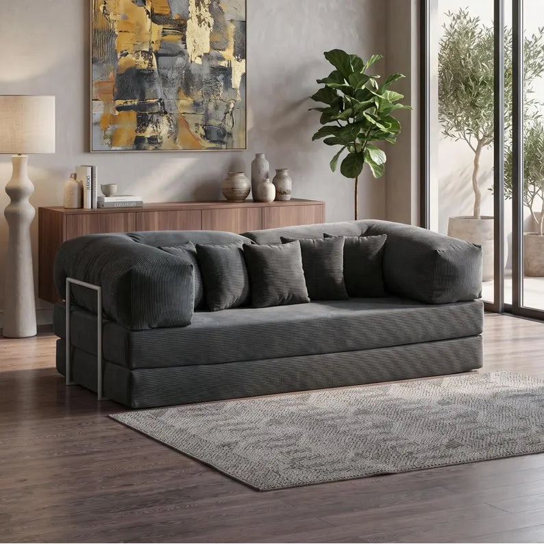 Modular Velvet Sofa, Low Profile Floor Sofa, Deep Seat Floor Sofa, Modern Floor Lounge Couch