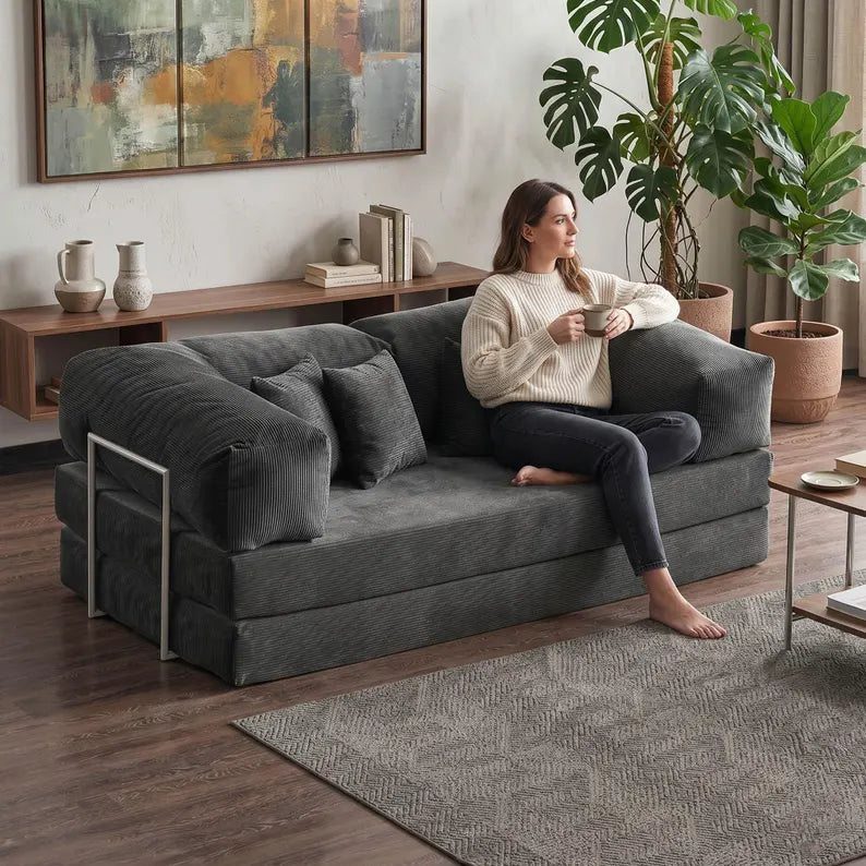 Modular Velvet Sofa, Low Profile Floor Sofa, Deep Seat Floor Sofa, Modern Floor Lounge Couch